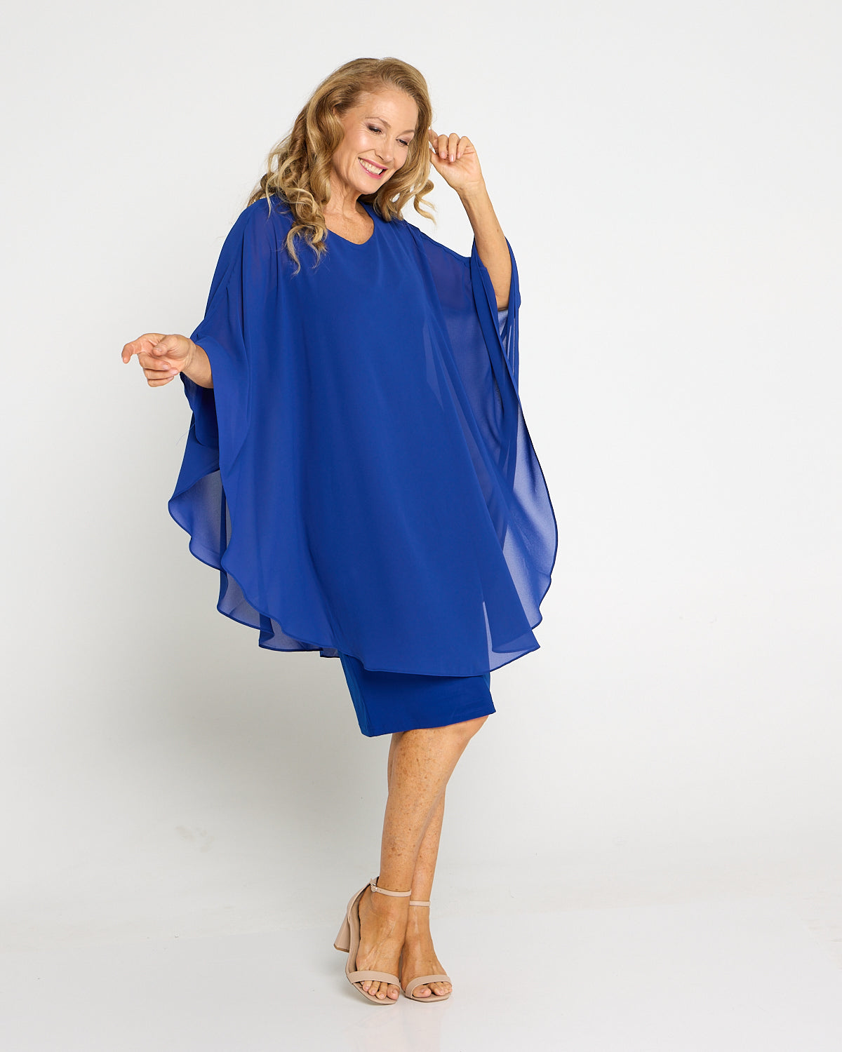 Cordelia St Diana Chiffon Overlay Dress - Electric Blue
