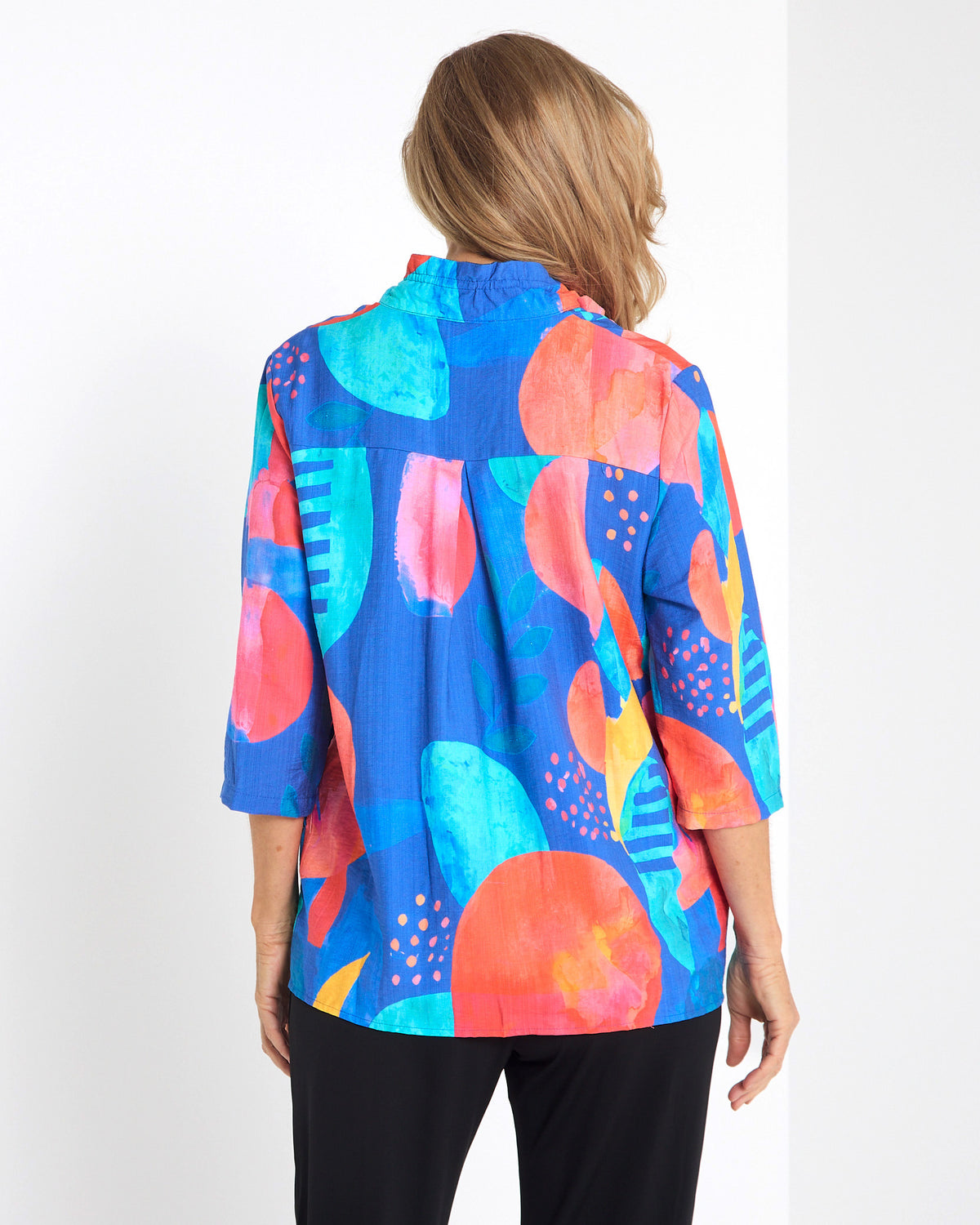 Riviera Bold Print Relaxed Shirt - Painterly Blue