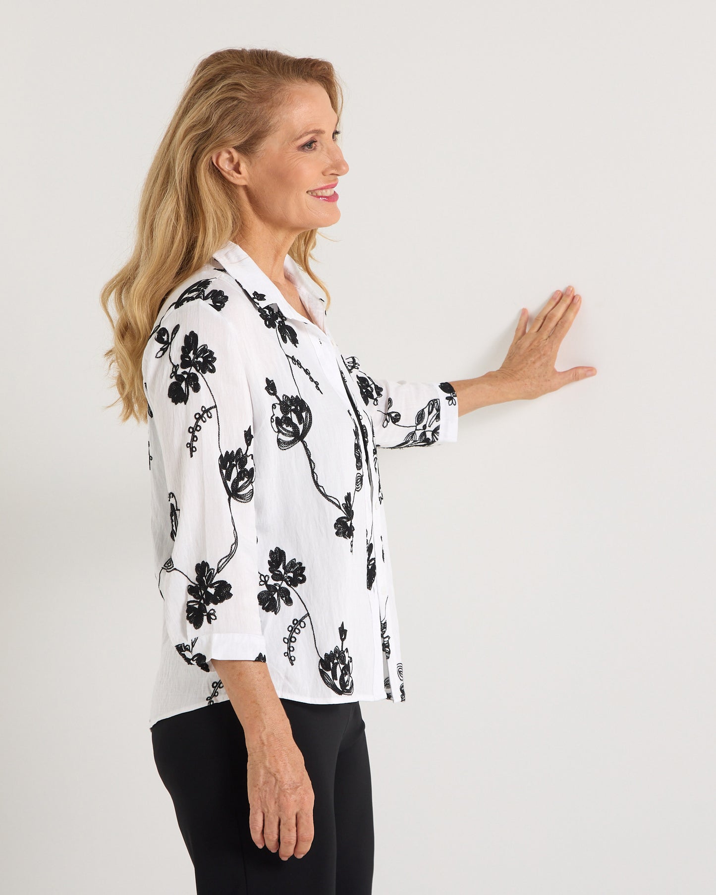 Monochrome Bloom Embroidered Shirt