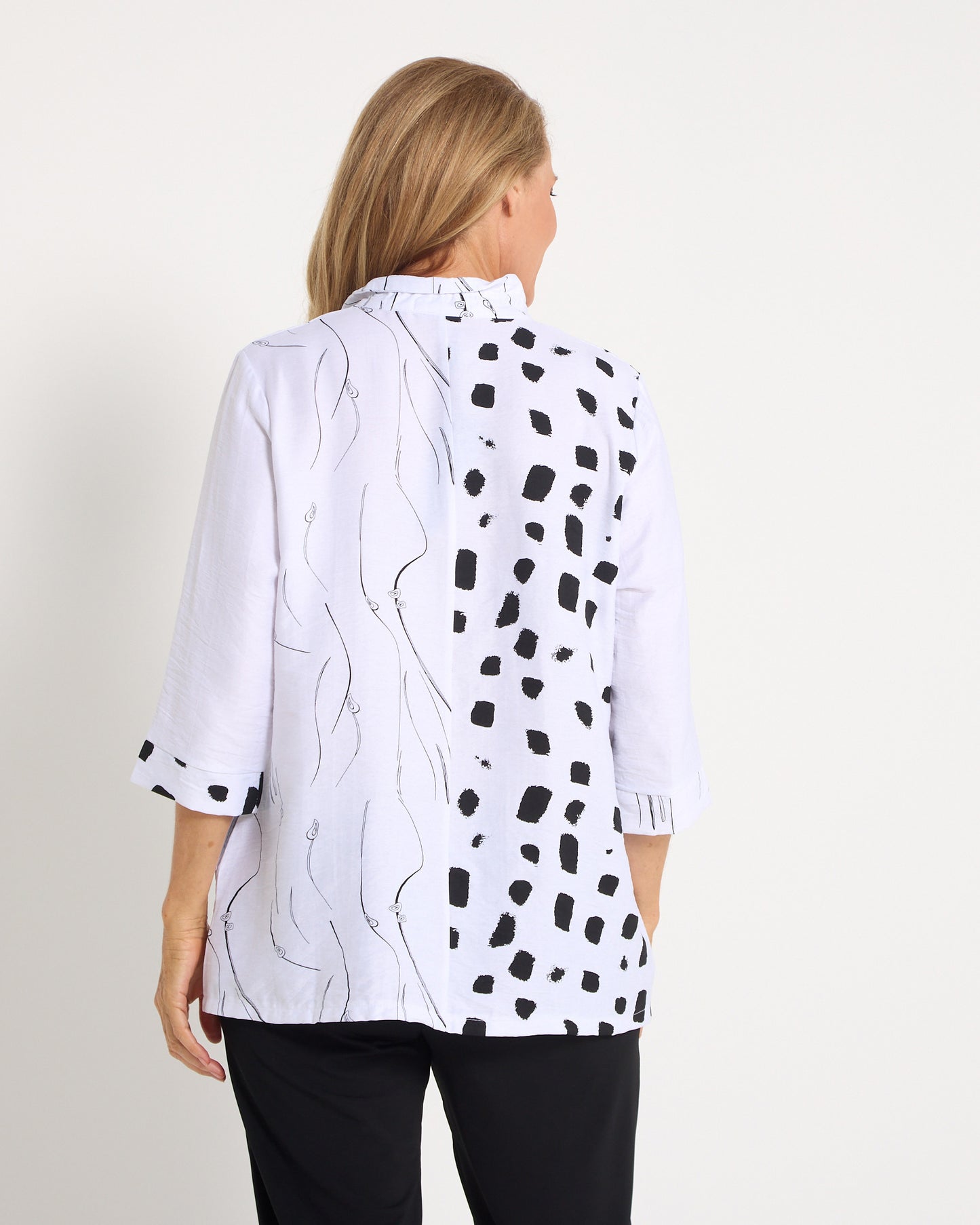 Contrast Lines Shirt - Black/White