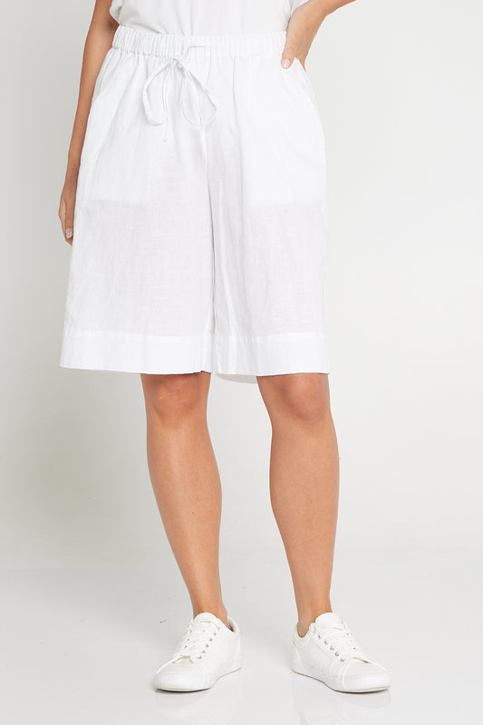 Zhuri Linen & Cotton Shorts - White