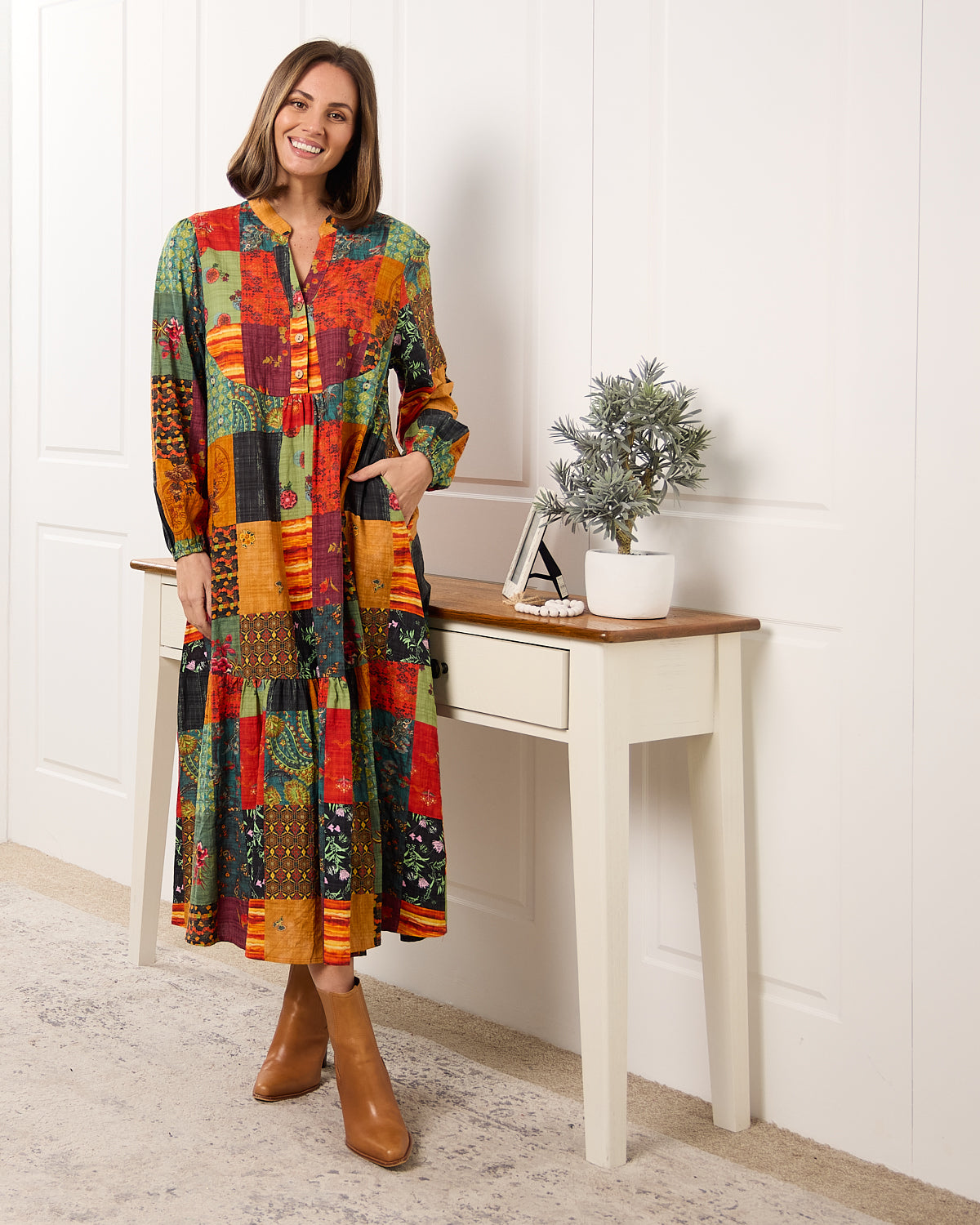 Vienna Cotton Midi Dress - Autumnal Vintage