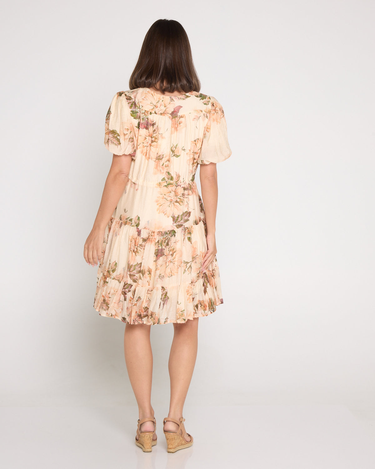 Mila Petite Dress - Antique Peach Roses