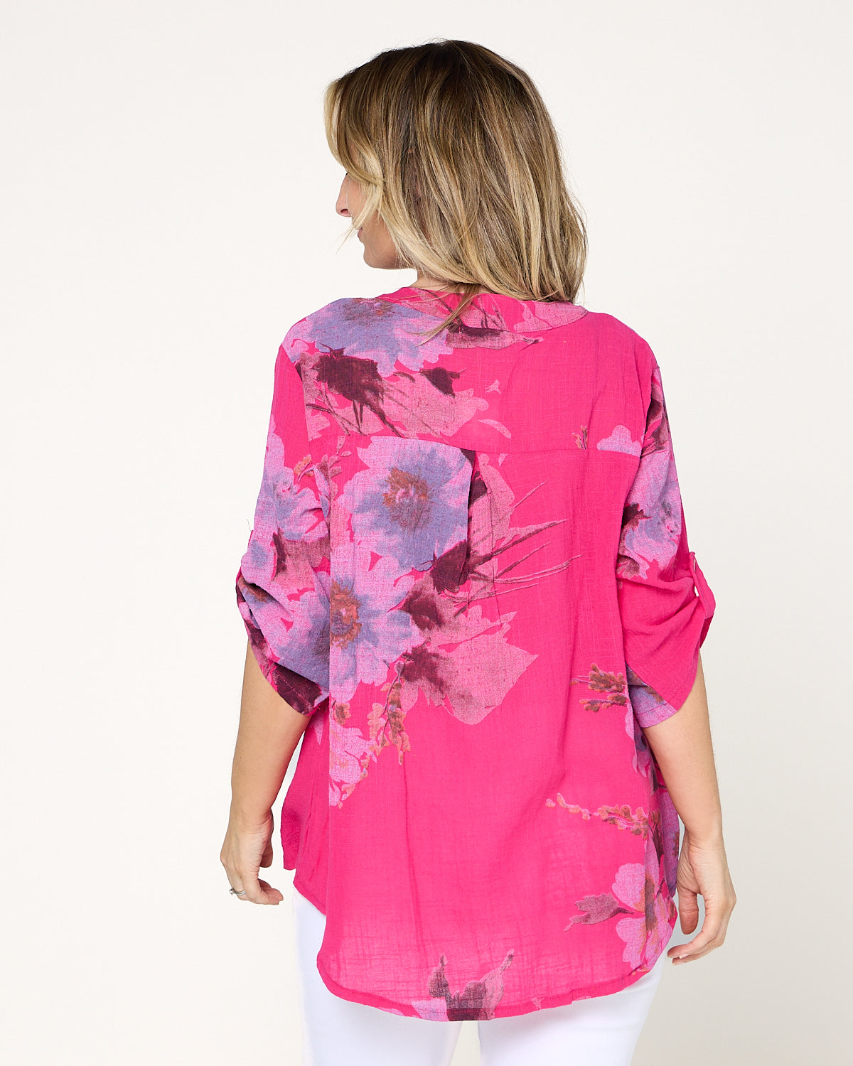 Sinclair Linen Cotton Top - Pink Floral