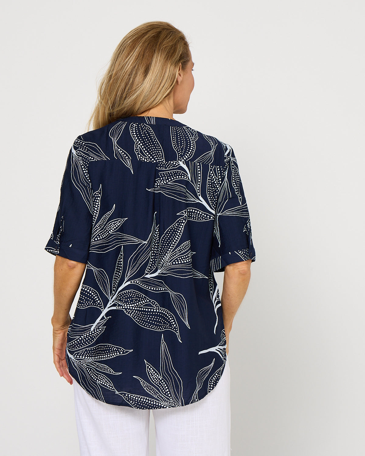 Honeywood Top - Navy Leaf
