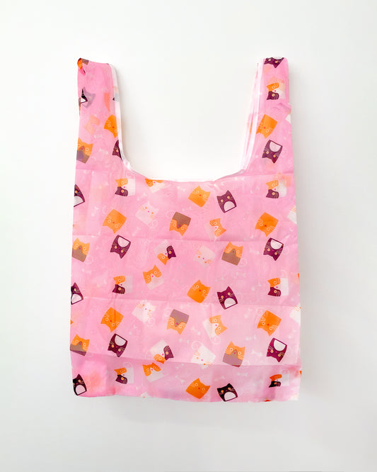 Reusable Shopping Bag - Pink Cats