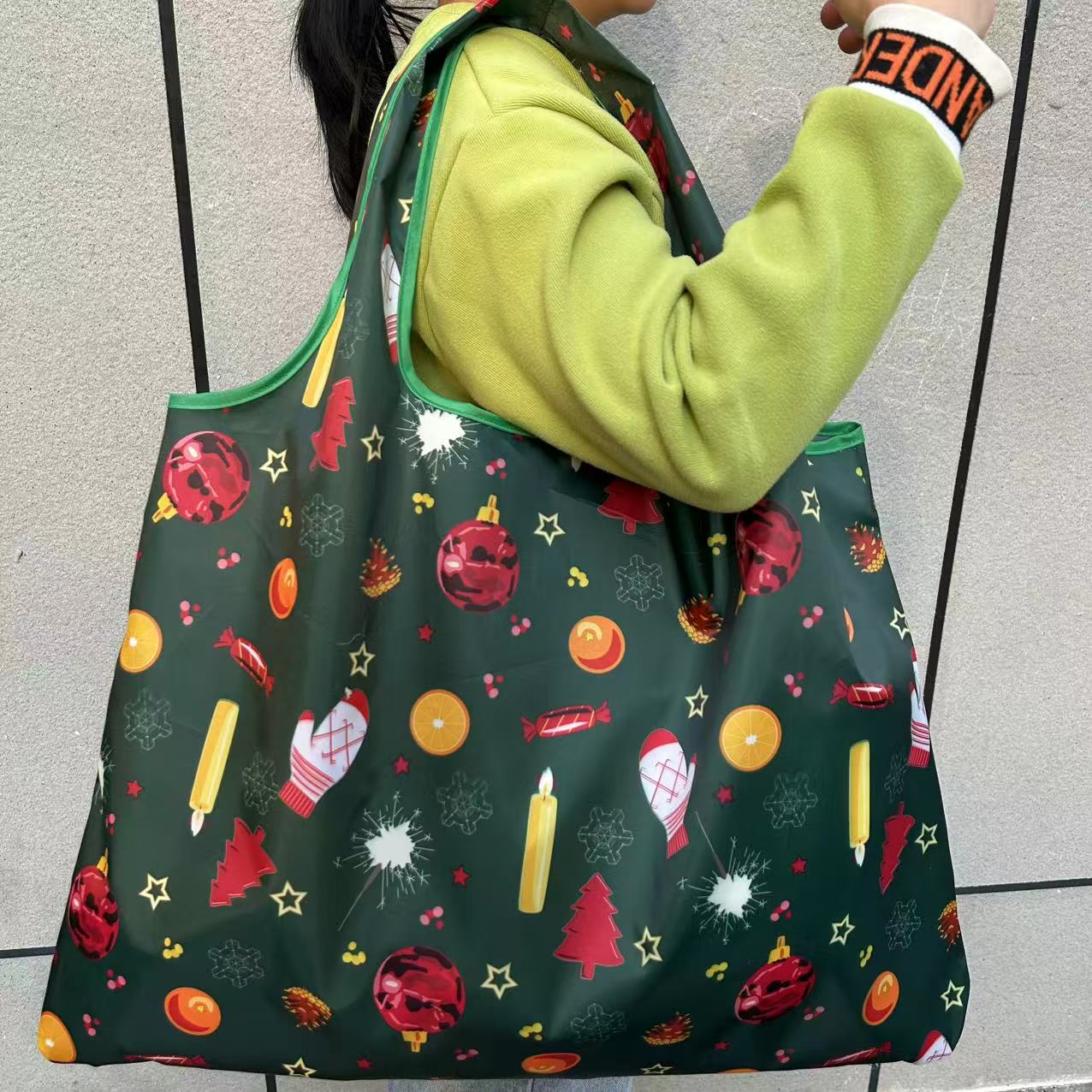 Large Reusable Shopping Bag - Holly Jolly Christmas