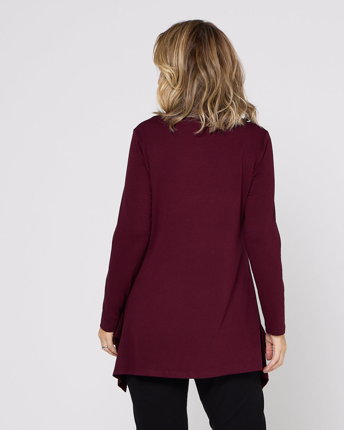 Andrea High Neck Swing Top - Burgundy