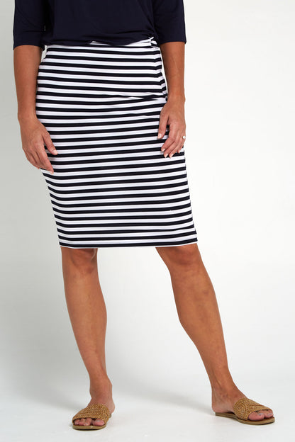 Hera Bamboo Skirt - Navy Stripe