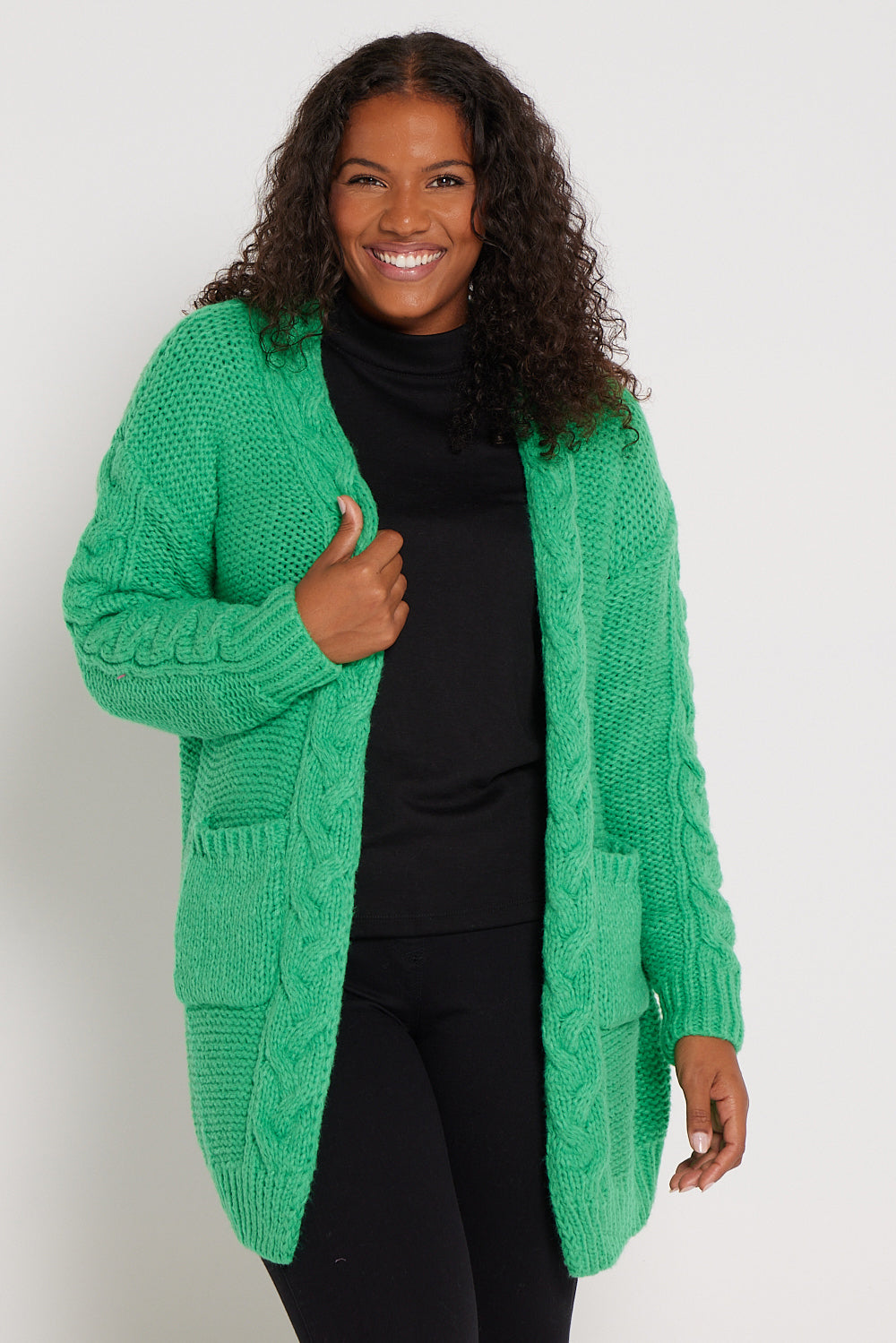 Hannah Cable Knit Cardigan - Green  Mature Women's Winter Style 2023 –  TULIO Fashion
