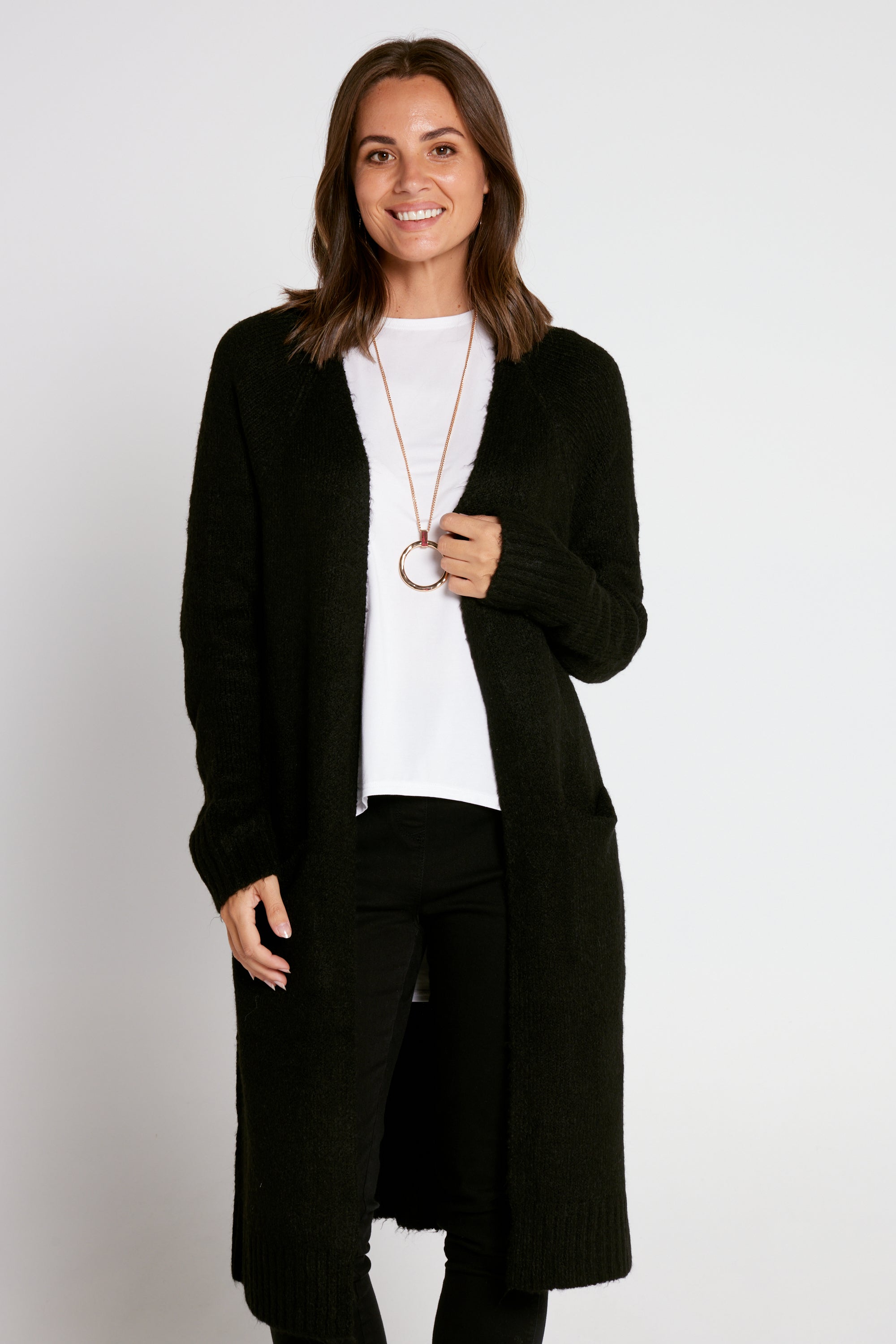 Womens thick black cardigan hotsell