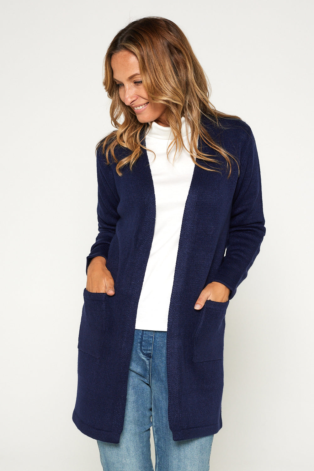 Salima Wool Blend Cardigan Navy Mature Ladies Winter Style