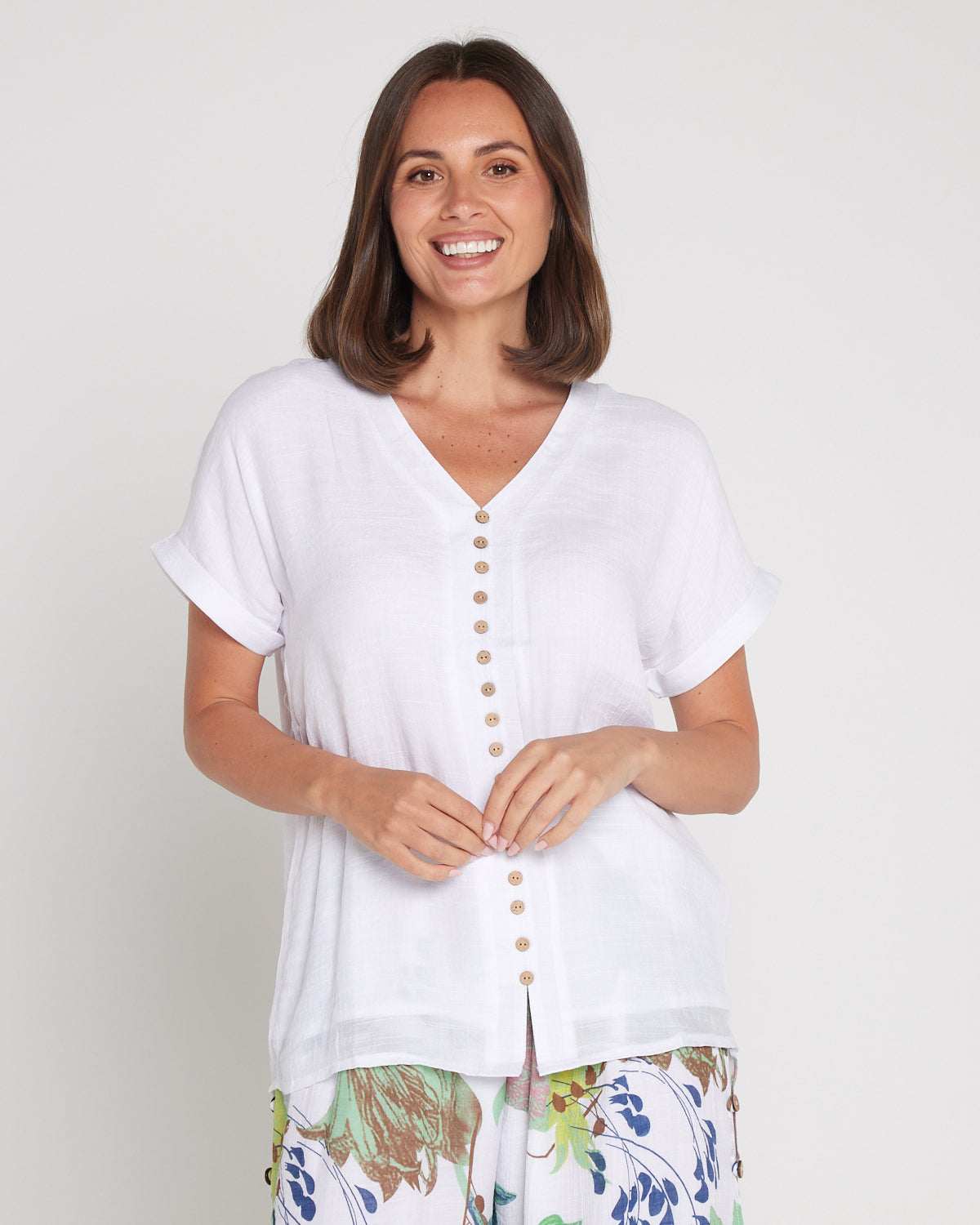 Jennifer Short Sleeve Top - White