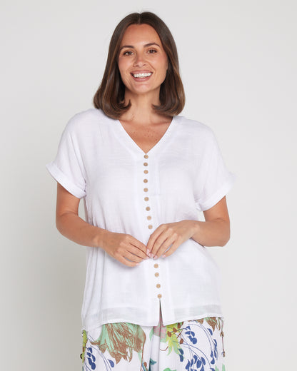 Jennifer Short Sleeve Top - White