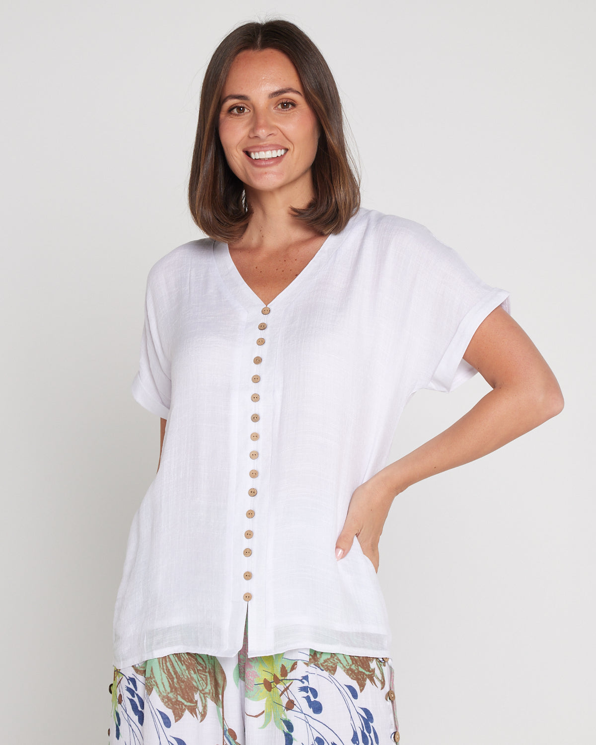 Jennifer Short Sleeve Top - White