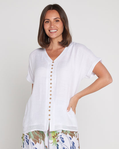 Jennifer Short Sleeve Top - White