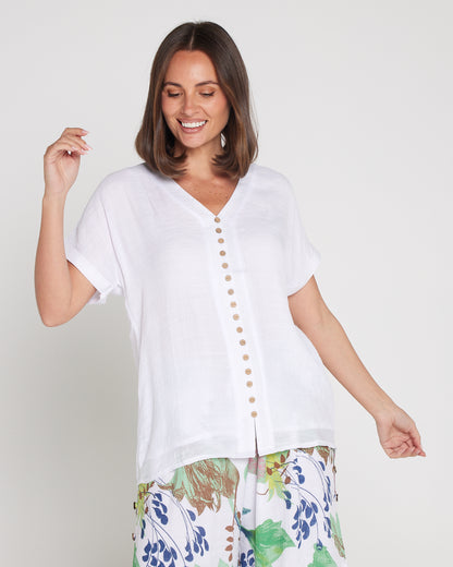 Jennifer Short Sleeve Top - White