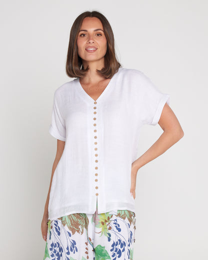 Jennifer Short Sleeve Top - White