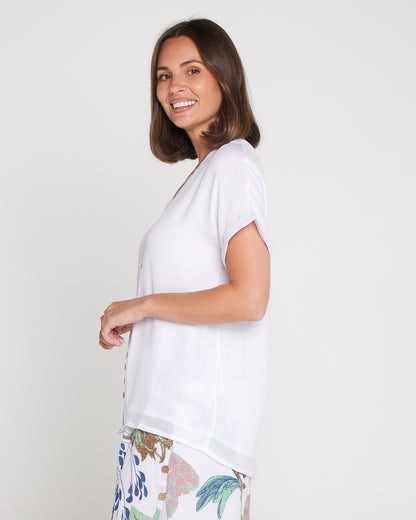 Jennifer Short Sleeve Top - White