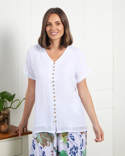 Jennifer Short Sleeve Top - White