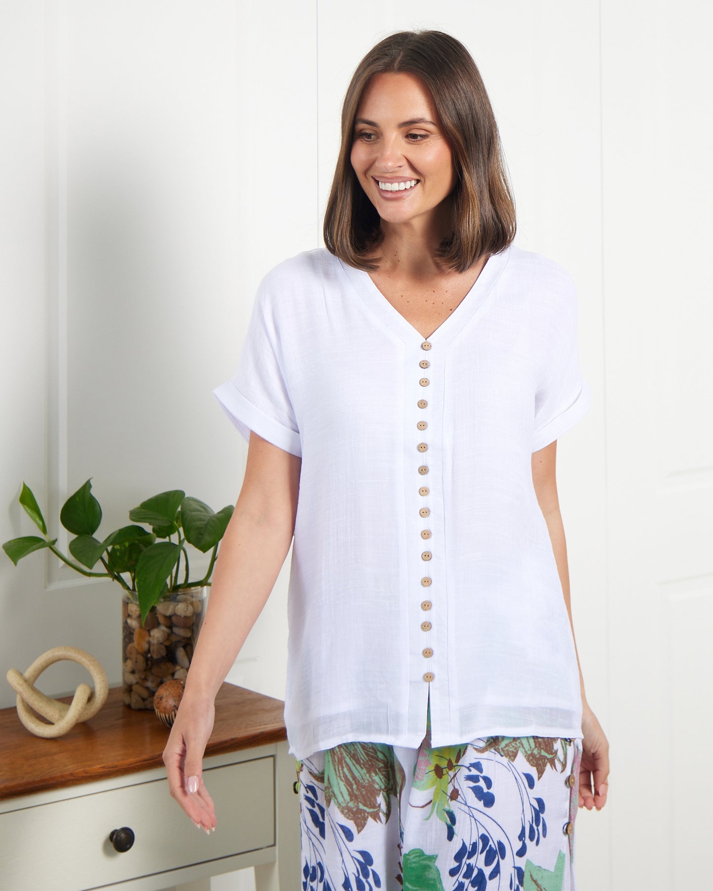 Jennifer Short Sleeve Top - White