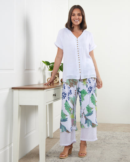 Sorrel Layered Pants - White/Mint Floral