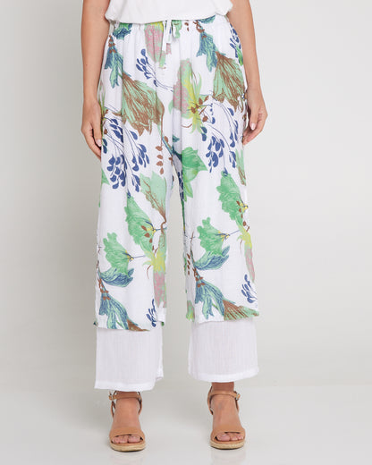 Sorrel Layered Pants - White/Mint Floral