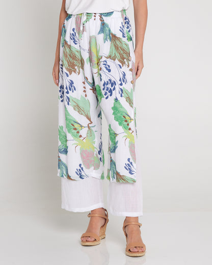 Sorrel Layered Pants - White/Mint Floral