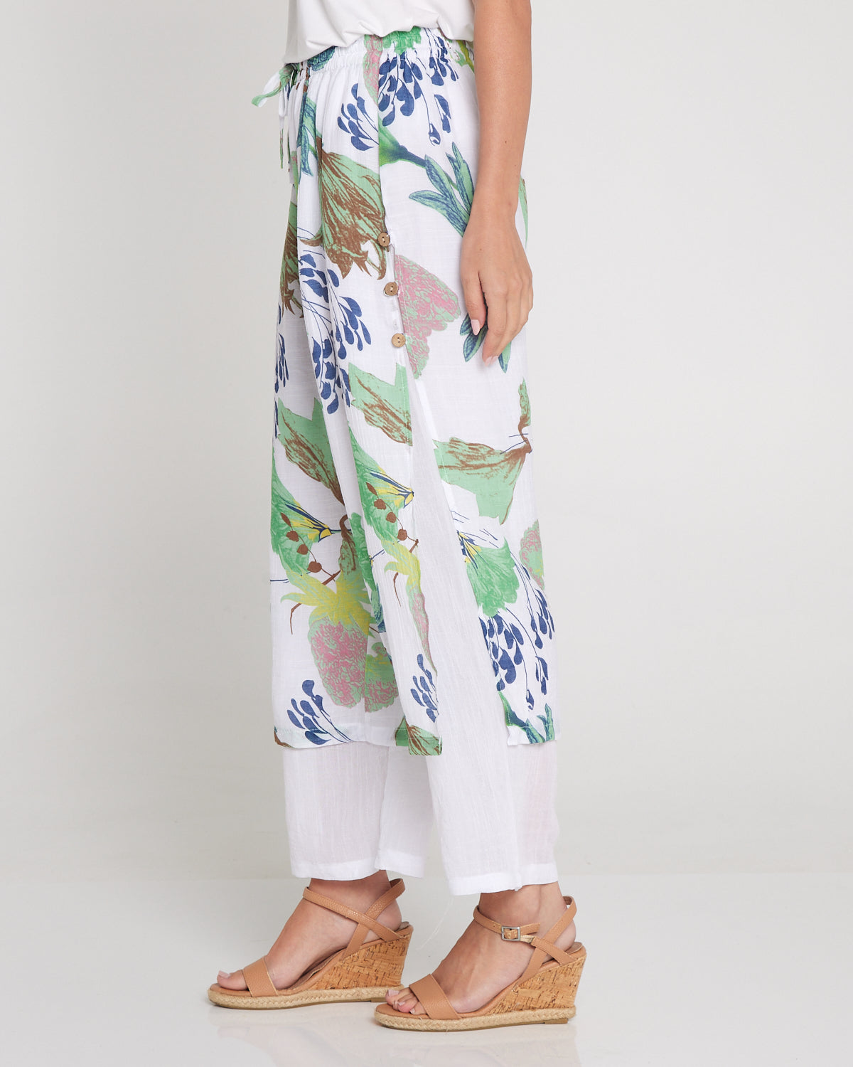 Sorrel Layered Pants - White/Mint Floral