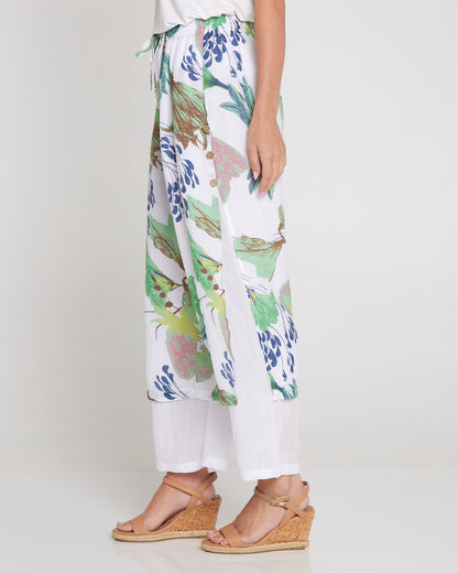 Sorrel Layered Pants - White/Mint Floral