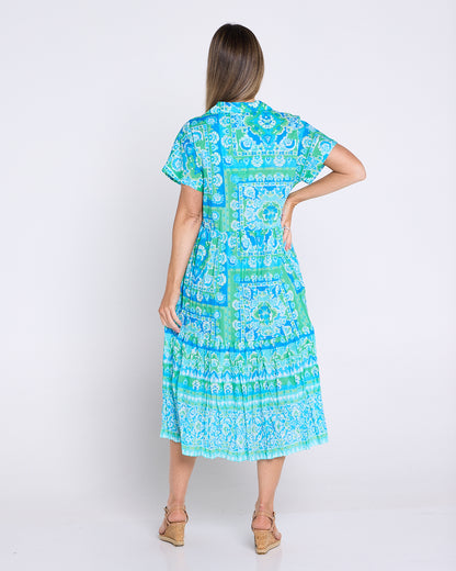 Organic Cotton Shirt Dress - Montevideo Aqua