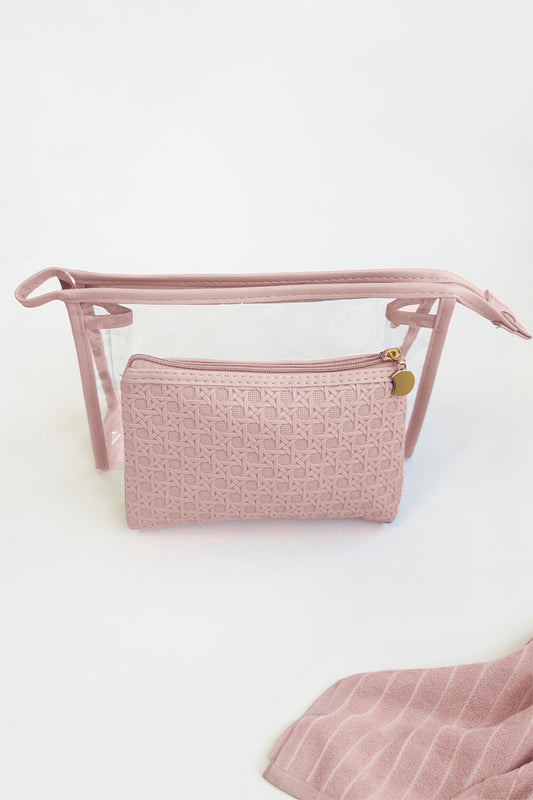 Serenity Cosmetic/Travel Cases - Pink Weave