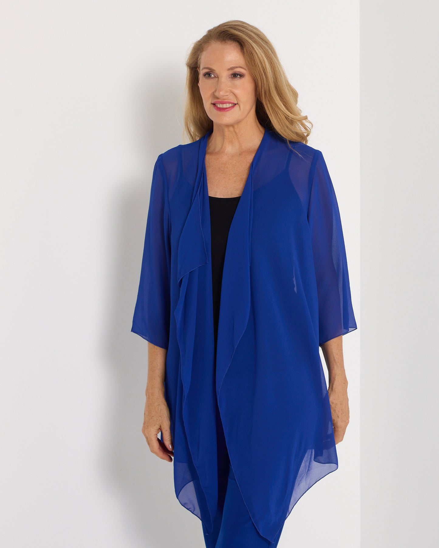 Bianca Chiffon Waterfall Jacket  - Royal