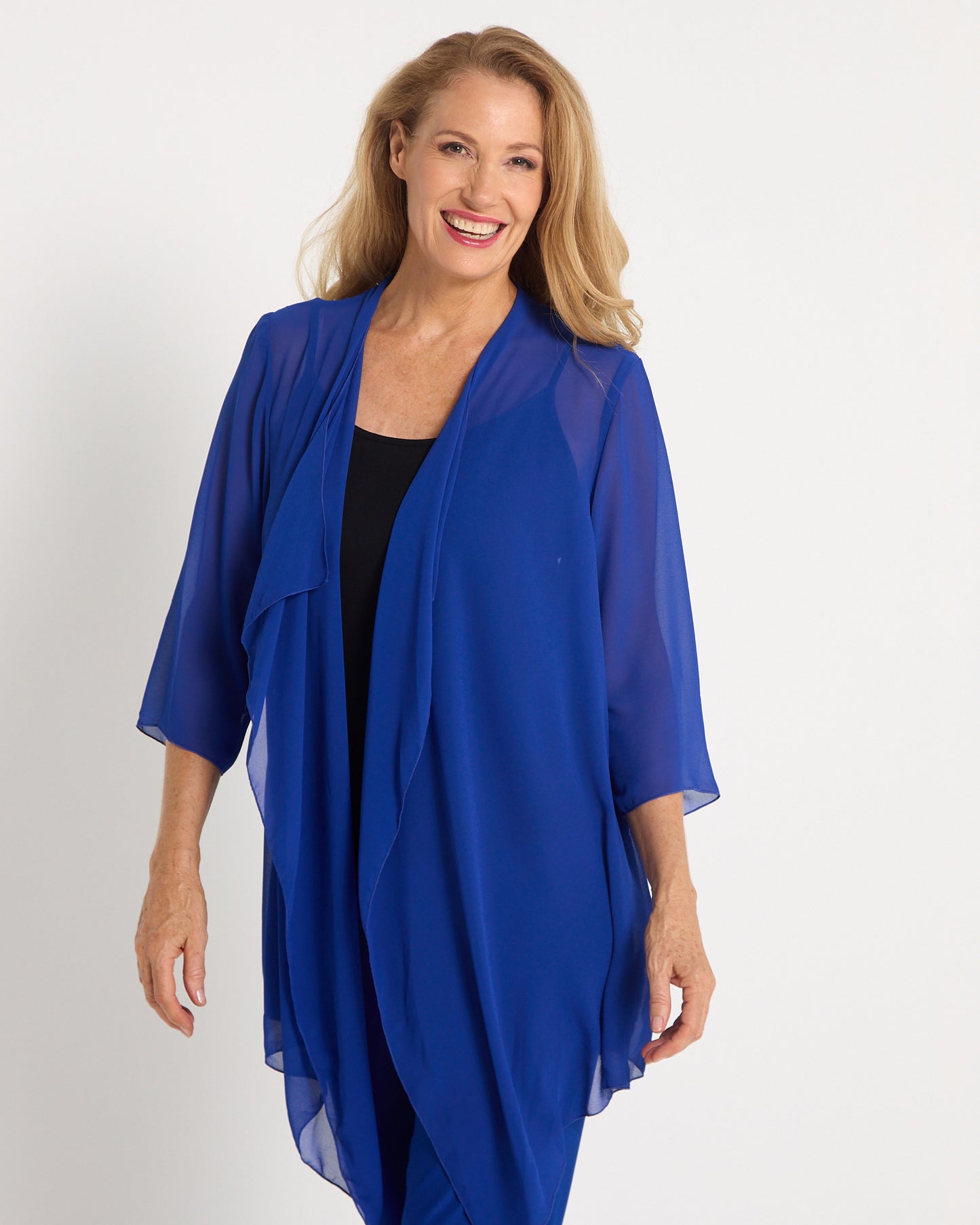 Bianca Chiffon Waterfall Jacket  - Royal