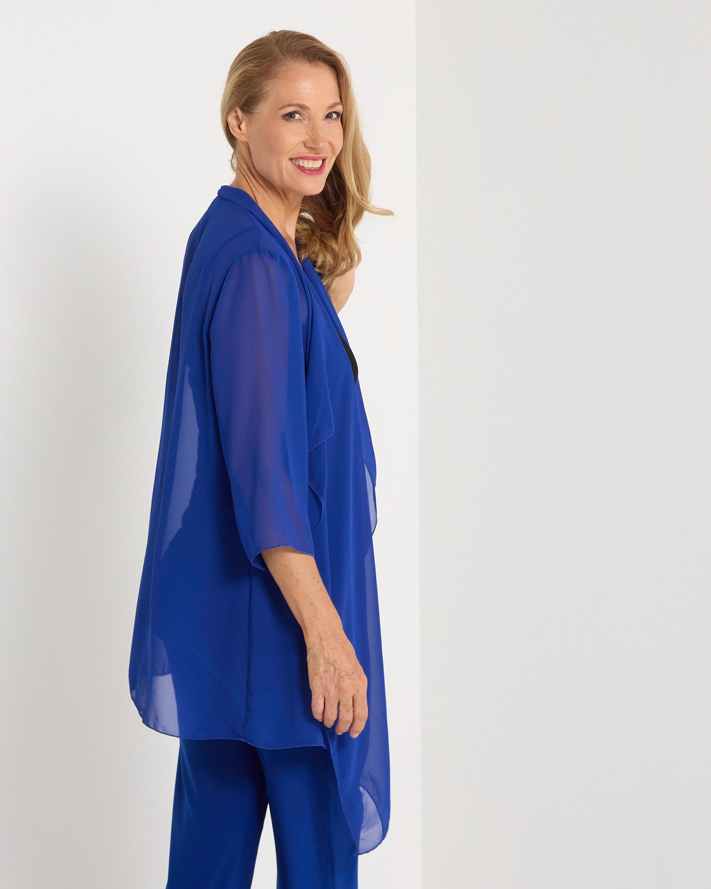 Bianca Chiffon Waterfall Jacket  - Royal
