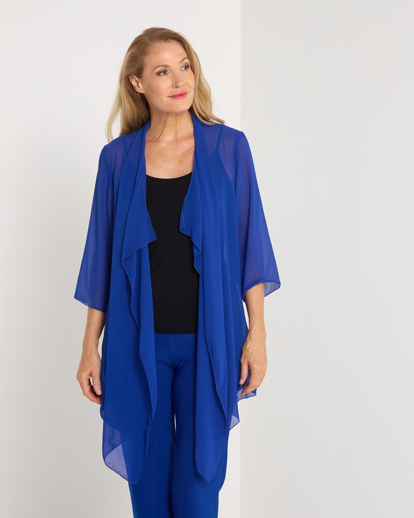 Bianca Chiffon Waterfall Jacket  - Royal