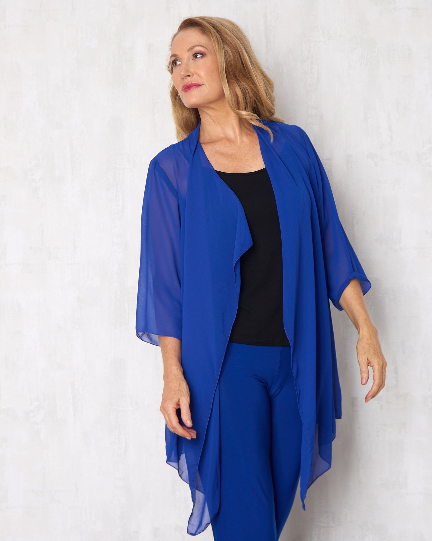 Bianca Chiffon Waterfall Jacket  - Royal