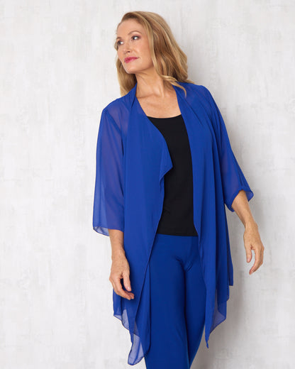 Bianca Chiffon Waterfall Jacket  - Royal
