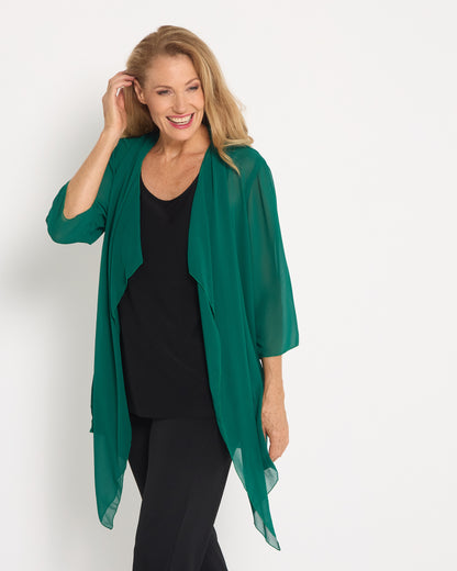 Bianca Chiffon Waterfall Jacket - Emerald
