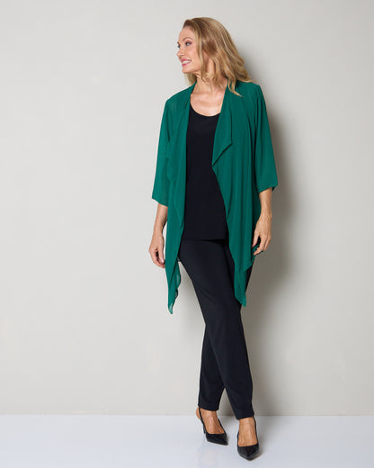 Bianca Chiffon Waterfall Jacket - Emerald