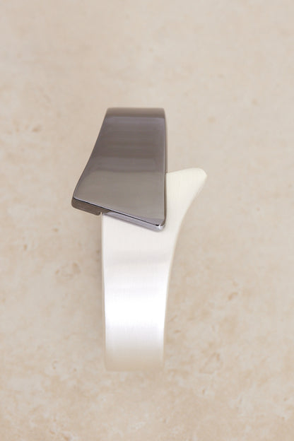 Geometric Cuff Bangle - Gunmetal/Silver