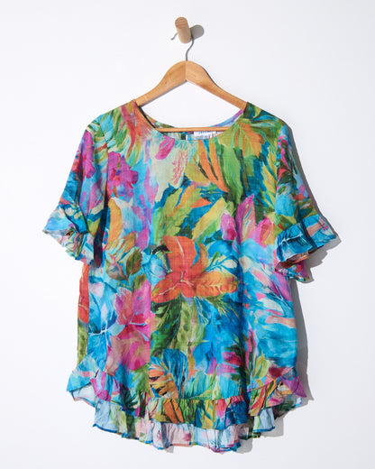 Kaylani Ruffle Top - Paradise Print