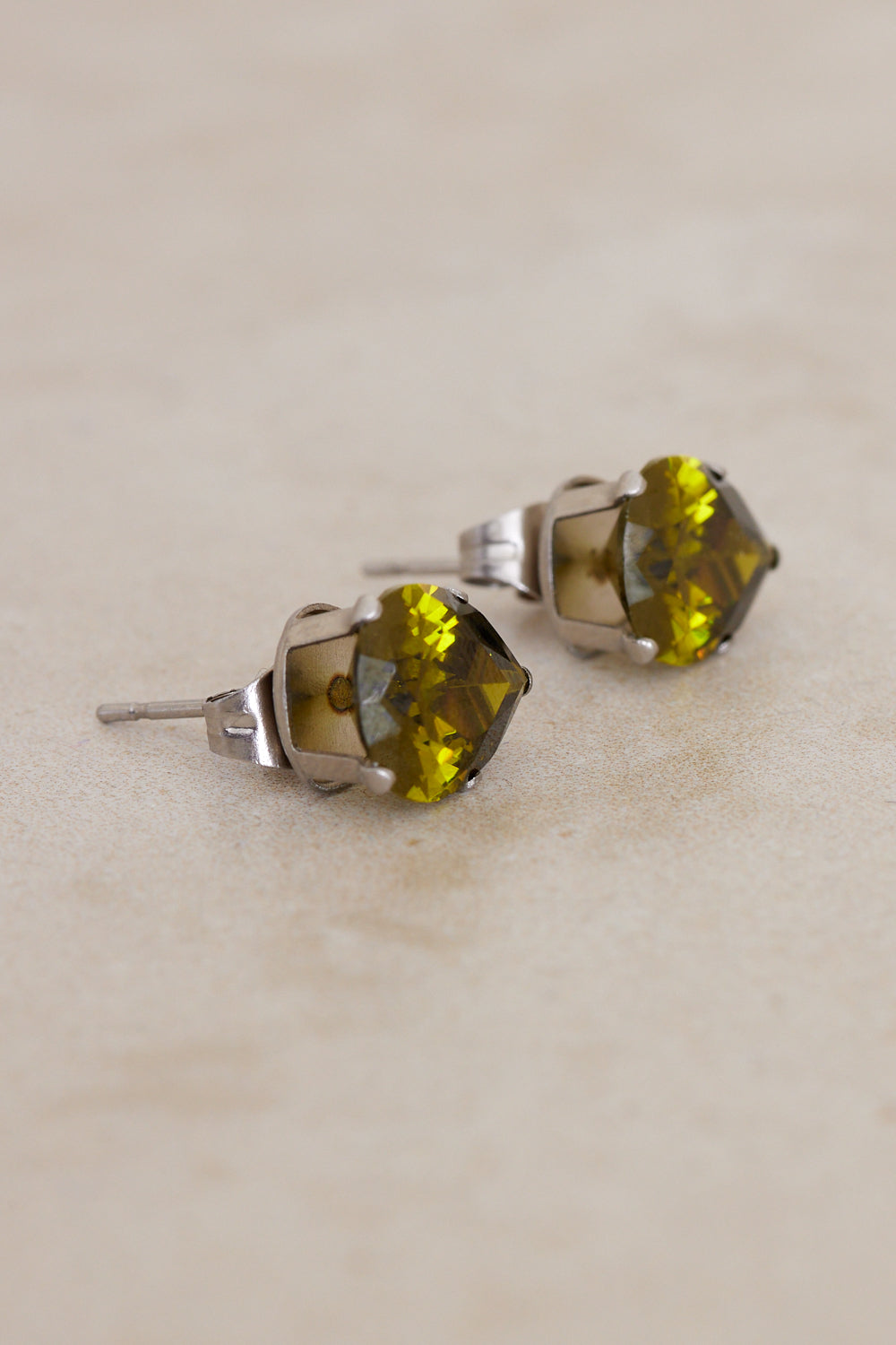 Teardrop Stud Earrings - Peridot Green