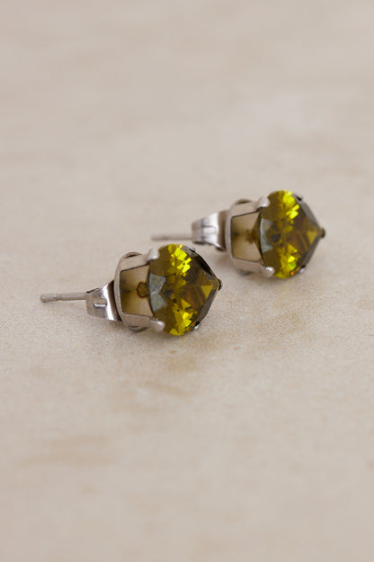 Teardrop Stud Earrings - Peridot Green