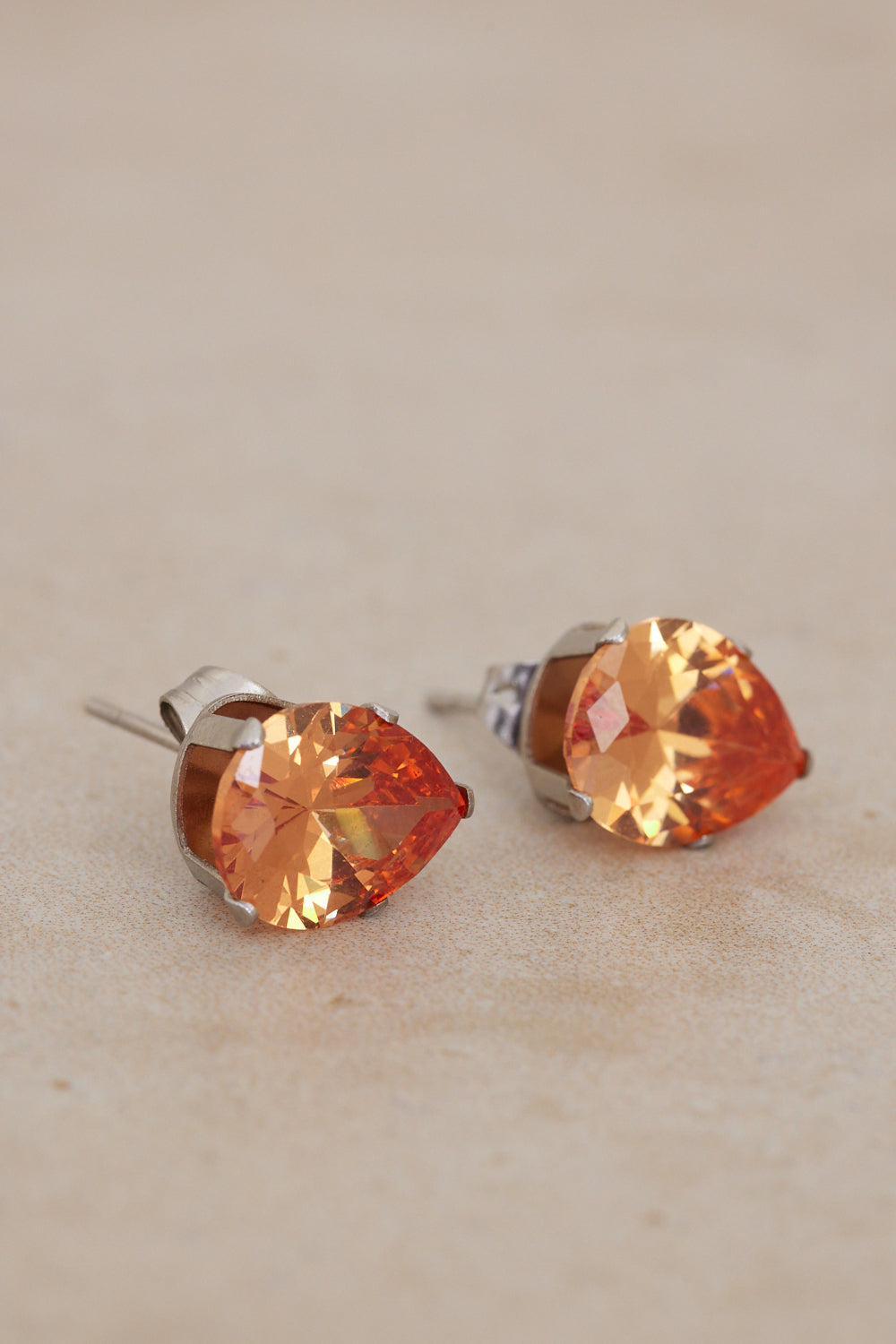 Teardrop Stud Earrings - Amber Yellow