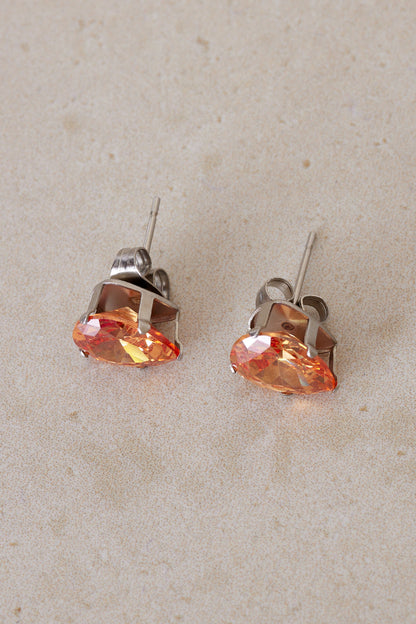 Teardrop Stud Earrings - Amber Yellow