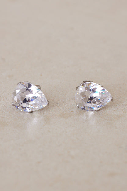 Teardrop Stud Earrings - Crystal Clear