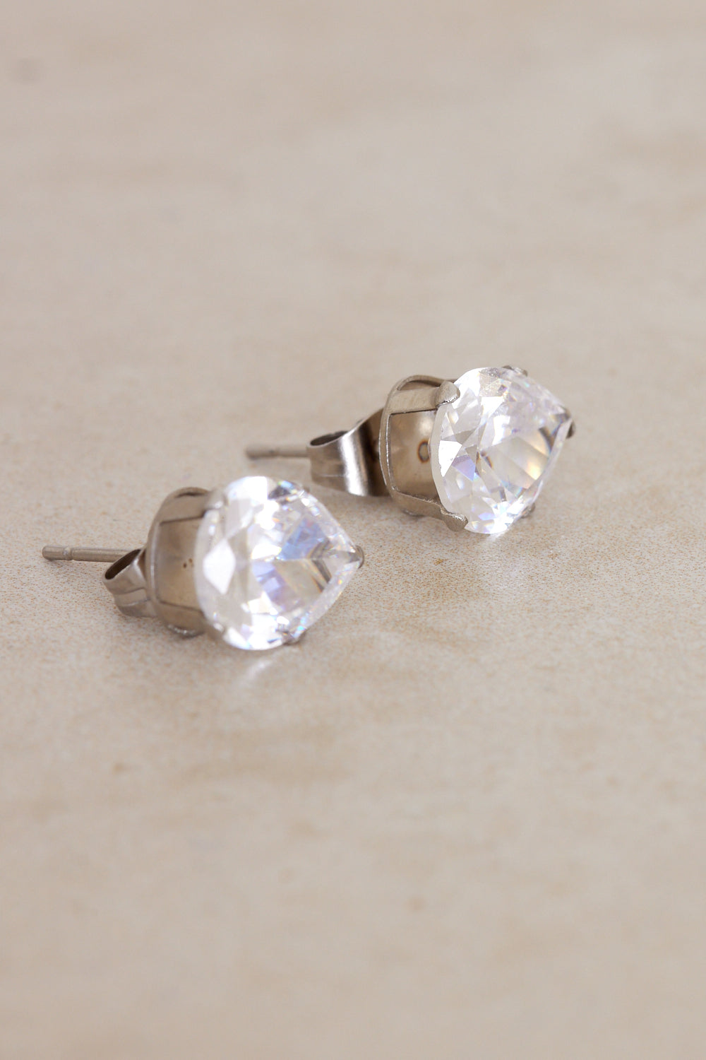 Teardrop Stud Earrings - Crystal Clear