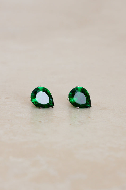 Teardrop Stud Earrings - Jade Green