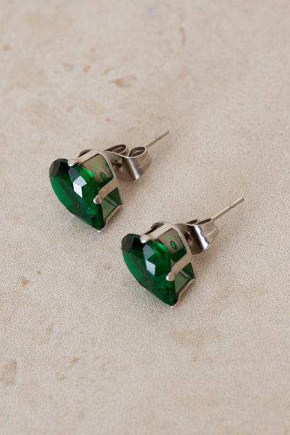 Teardrop Stud Earrings - Jade Green